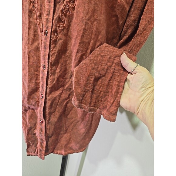 Reba Red Embroidered Beaded Western Shirt Womens Sz XL Pearl Snap Cowgirl Rodeo - Picture 4 of 9